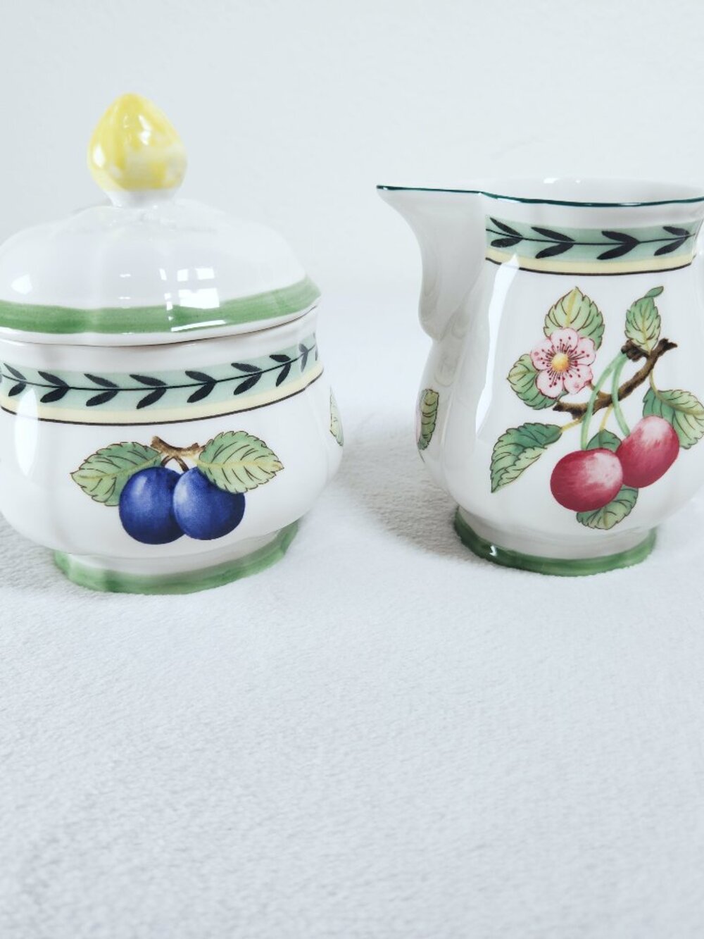 Villeroy & Boch Germany French Garden Fleurence Sugar Bowl with Lid & Creamer